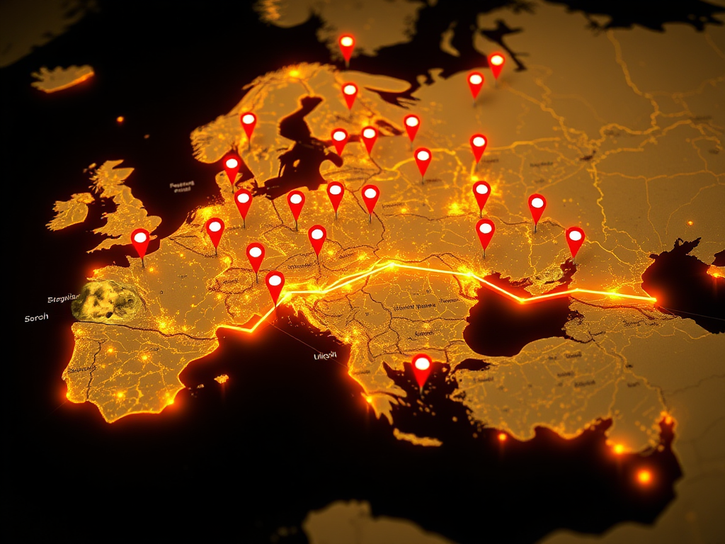Local SEO map showing business locations and customer reach